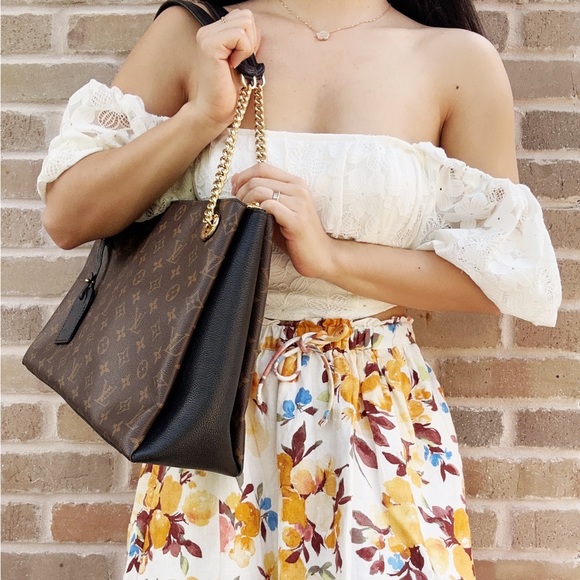 Louis Vuitton Surenne MM Shoulder Tote Bag M43772 Monogram Brown Black Noir - Picture 2 of 15